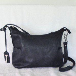 Fossil Black Pebbled Leather Hobo Bag